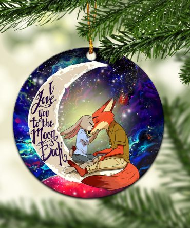 Fox Couple Love You To The Moon Galaxy Ceramic Circle Ornament Perfect Gift For Christmas Holiday
