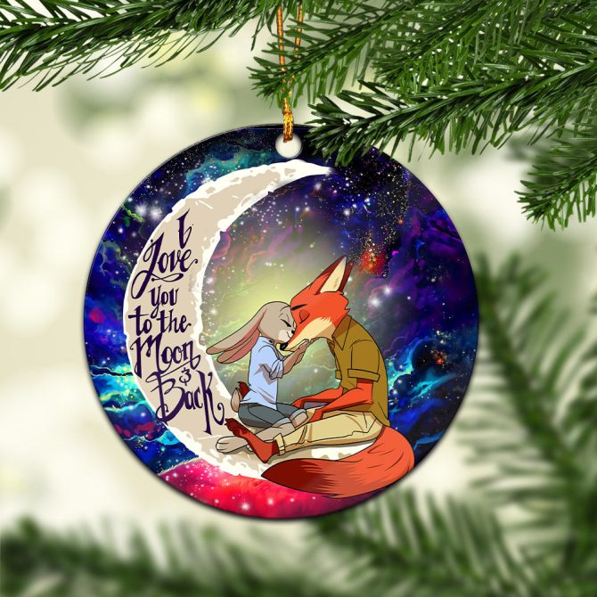 Fox Couple Love You To The Moon Galaxy Ceramic Circle Ornament Perfect Gift For Christmas Holiday