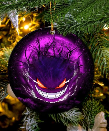 Gengar Pokemon Ghost Scary Moonlight Ceramic Circle Ornament Perfect Gift For Christmas Holiday