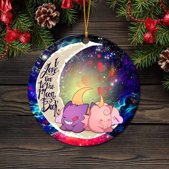 Gengar And Clefable Cute Pokemon Love You To The Moon Galaxy Ceramic Circle Ornament Perfect Gift For Christmas Holiday