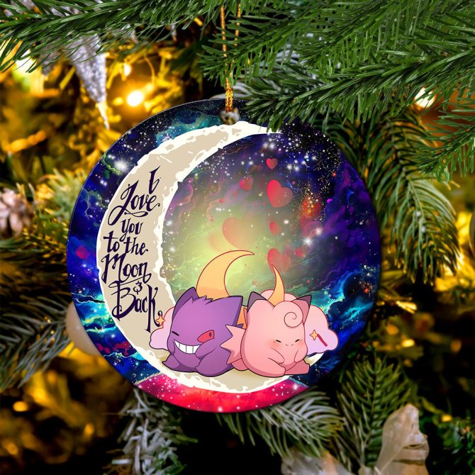 Gengar And Clefable Cute Pokemon Love You To The Moon Galaxy Ceramic Circle Ornament Perfect Gift For Christmas Holiday - Image 2