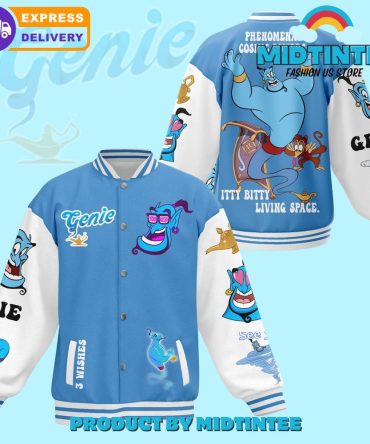 Genie Cartoon Varsity Jacket – Stylish Blue Bomber For Fans , Fast Shipping