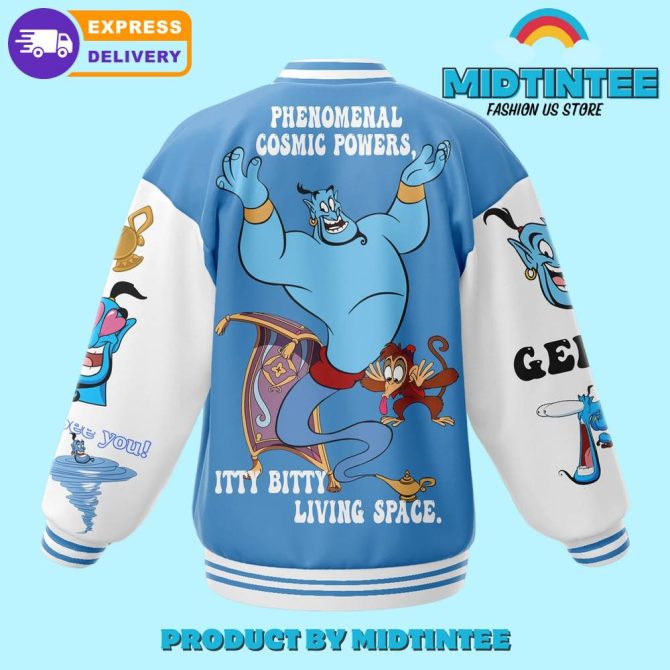 Genie Cartoon Varsity Jacket – Stylish Blue Bomber For Fans , Fast Shipping - Image 3