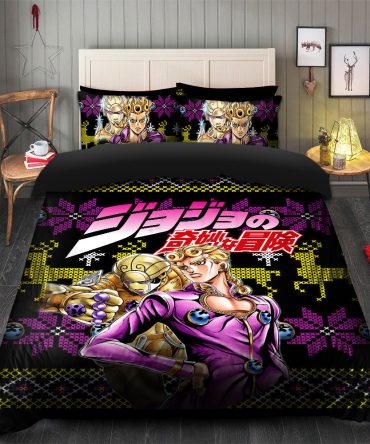 Giorno Jojo Bizzare Adventure Christmas Bedding Set Duvet Cover And 2 Pillowcases