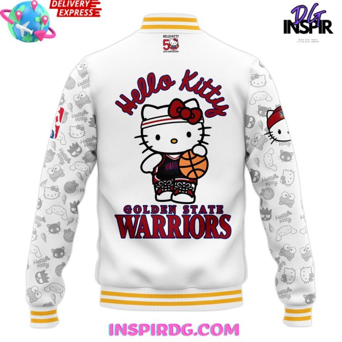 Golden State Warriors X Hello Kitty Night Limited Varsity Jacket - Image 3