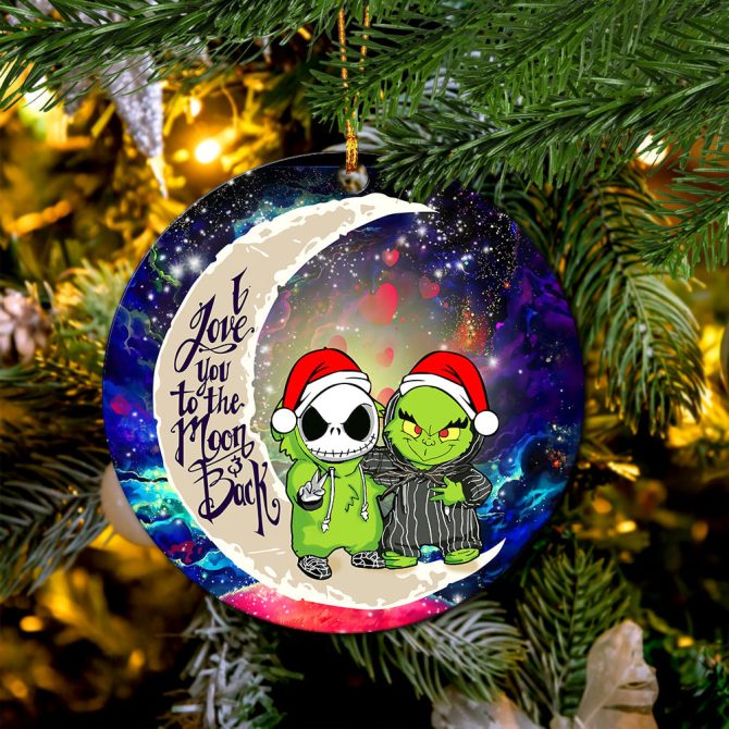 Grinch And Jack Nightmare Before Christmas Love You To The Moon Galaxy Ceramic Circle Ornament Perfect Gift For Christmas Holiday - Image 2