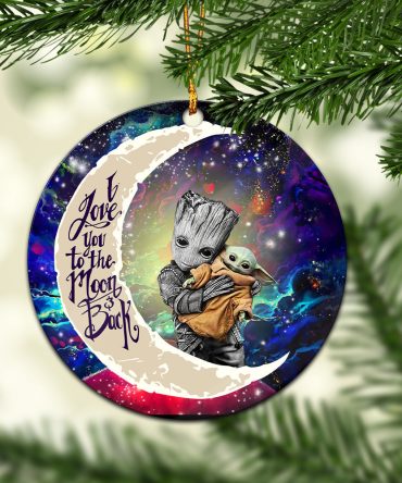 Groot Hold Baby Yoda Love You To The Moon Galaxy Ceramic Circle Ornament Perfect Gift For Christmas Holiday