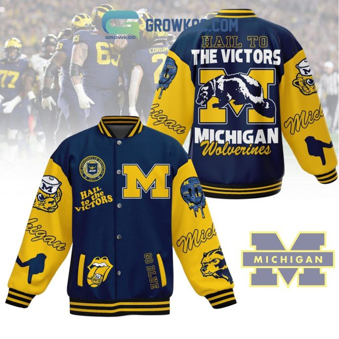 Michigan Wolverines Varsity Jacket - Hail To The Victors - Fans Gift - Blue/Yellow