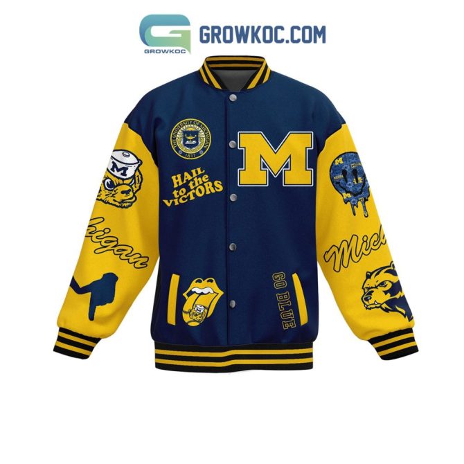 Michigan Wolverines Varsity Jacket - Hail To The Victors - Fans Gift - Blue/Yellow - Image 2