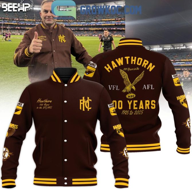 Hawthorn 100 Years Anniversary Jacket - Vfl/Afl Premium Bomber 1925-2025