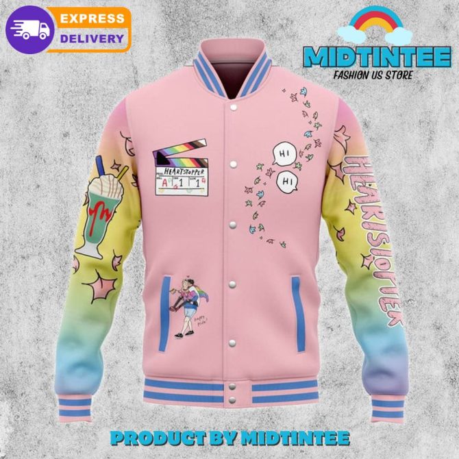Colorful Heartstopper Varsity Jacket - Cute Cartoon Design, Fast Delivery! - Image 2