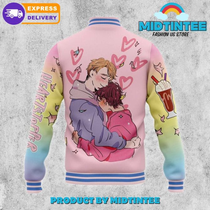 Colorful Heartstopper Varsity Jacket - Cute Cartoon Design, Fast Delivery! - Image 3