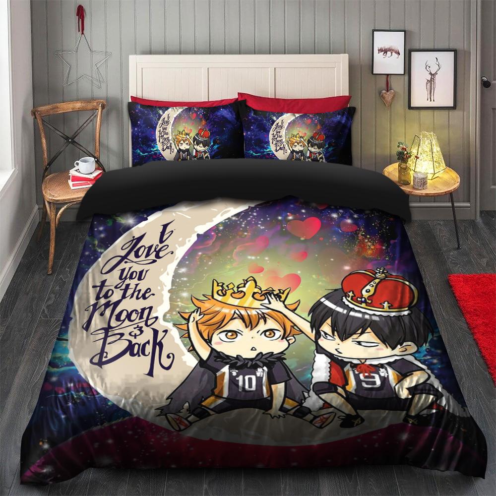 Hinata And Tobio Haikyuu Love You To The Moon Galaxy Bedding Set Duvet Cover And 2 Pillowcases - Image 2