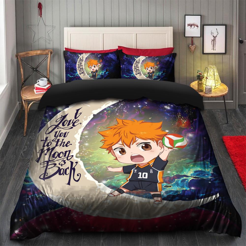 Hinata Haikyuu Love You To The Moon Galaxy Bedding Set Duvet Cover And 2 Pillowcases - Image 2