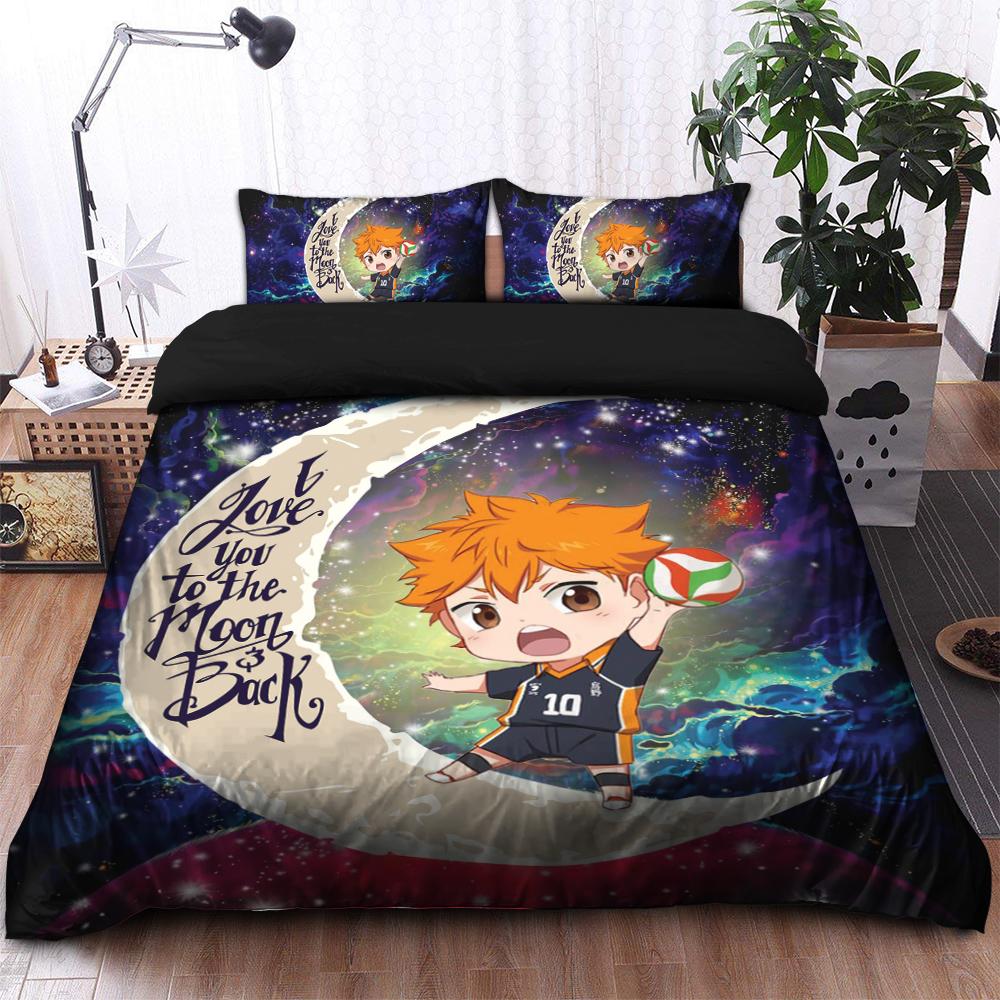 Hinata Haikyuu Love You To The Moon Galaxy Bedding Set Duvet Cover And 2 Pillowcases