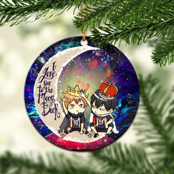 Hinata And Tobio Haikyuu Love You To The Moon Galaxy Ceramic Circle Ornament Perfect Gift For Christmas Holiday