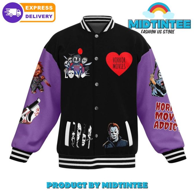 Horror Movie Fan Varsity Jacket – Iconic Characters, Stylish Design, Perfect Gift! - Image 3