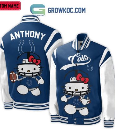 Custom Name Hello Kitty Colts Varsity Jacket - Personalized Nfl Fan Gear For Kids & Adults