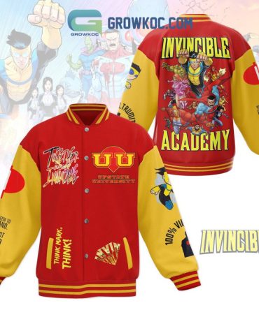 Invincible Academy Varsity Jacket - Vibrant Red & Yellow Superhero Design