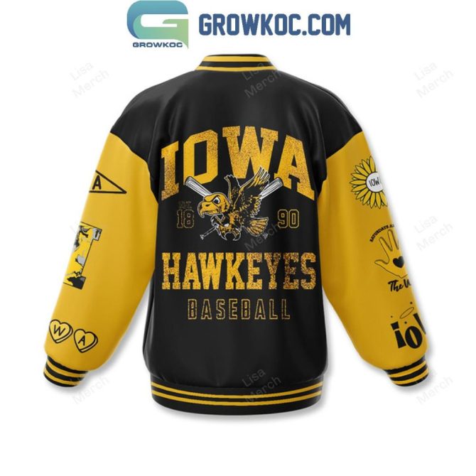 Iowa Hawkeyes Varsity Jacket - Black/Gold Baseball Design, Unisex Game Day Apparel - Image 3