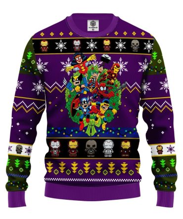 Avengers Ugly Christmas Sweater Purple Amazing Gift Idea Thanksgiving Gift