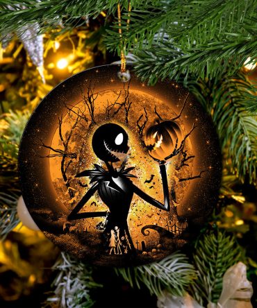 Jack Skellington Nightmare Before Christmas Moonlight Ceramic Circle Ornament Perfect Gift For Christmas Holiday