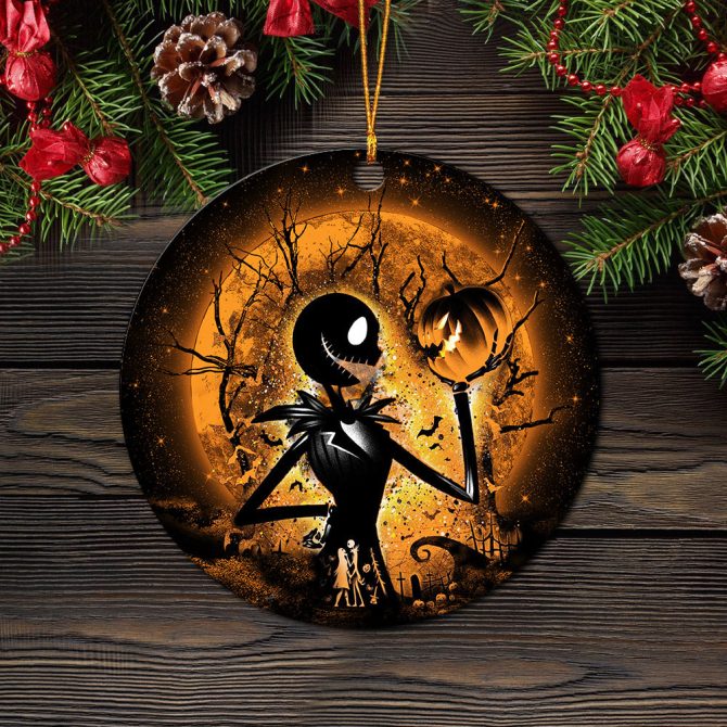 Jack Skellington Nightmare Before Christmas Moonlight Ceramic Circle Ornament Perfect Gift For Christmas Holiday - Image 2
