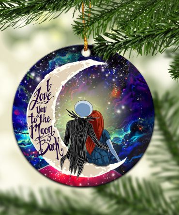 Jack And Sally Nightmare Before Christmas Love You To The Moon Galaxy Ceramic Circle Ornament Perfect Gift For Christmas Holiday