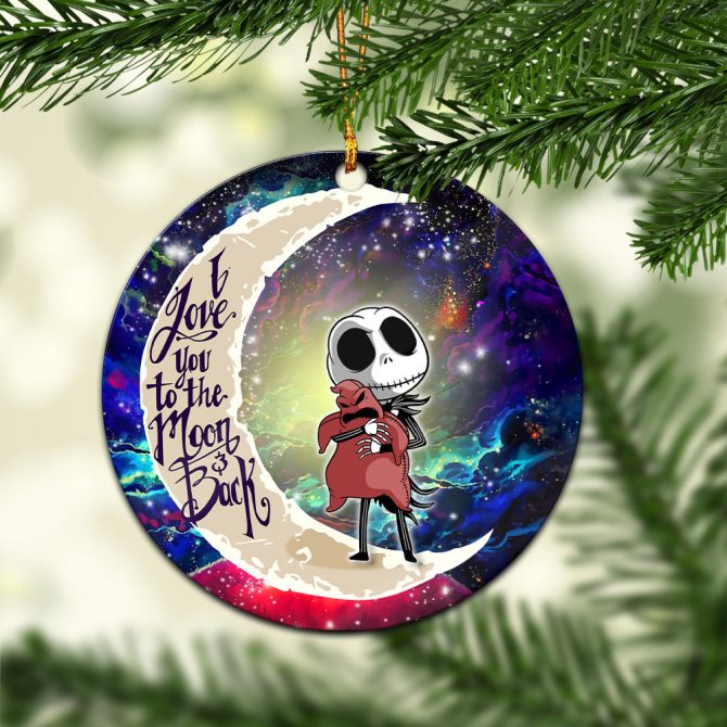Jack Skellington Nightmare Before Christmas Love You To The Moon Galaxy Ceramic Circle Ornament Perfect Gift For Christmas Holiday