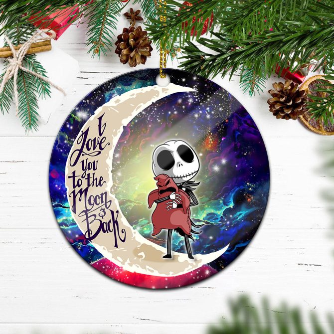 Jack Skellington Nightmare Before Christmas Love You To The Moon Galaxy Ceramic Circle Ornament Perfect Gift For Christmas Holiday - Image 2
