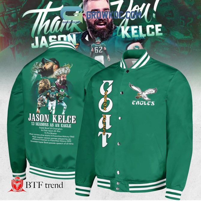 Limited Edition Jason Kelce Eagles Jacket - Celebrate 13 Seasons - Perfect Gift For Fans!