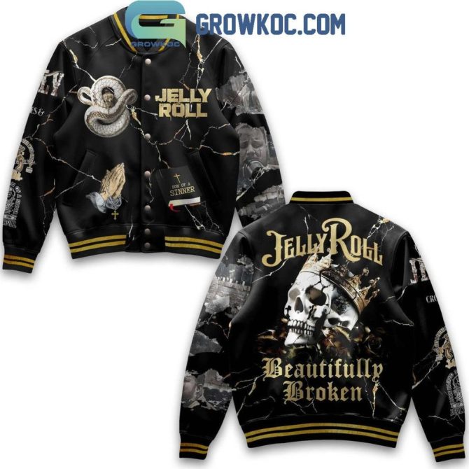 Jelly Roll Skull Bomber Jacket - Beautifully Broken Design, Trendy Streetwear