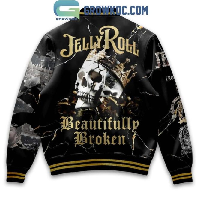 Jelly Roll Skull Bomber Jacket - Beautifully Broken Design, Trendy Streetwear - Image 3