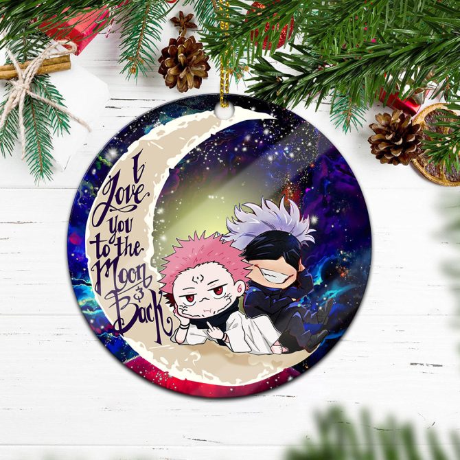 Jujutsu Kaisen Gojo Sakuna Chibi Anime Love You To The Moon Galaxy Ceramic Circle Ornament Perfect Gift For Christmas Holiday - Image 2