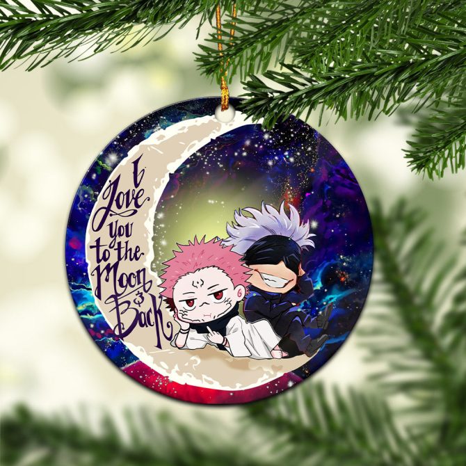 Jujutsu Kaisen Gojo Sakuna Chibi Anime Love You To The Moon Galaxy Ceramic Circle Ornament Perfect Gift For Christmas Holiday