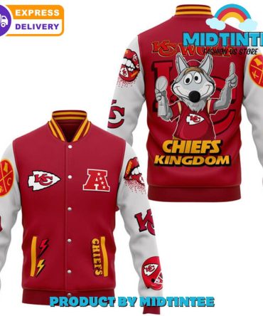 Chiefs Kingdom Varsity Jacket – Bold Red & White Design For Fans – Express Delivery!