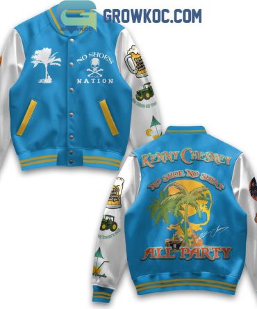 Limited Edition No Shoes Nation Varsity Jacket – Vibrant Blue, Iconic Design, Perfect For Kenny Chesney Fans!