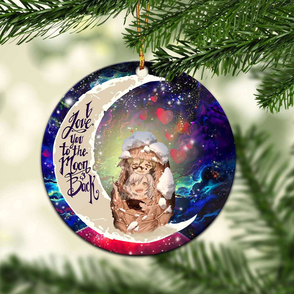 Demon Slayer Anime Love You To The Moon Galaxy Ceramic Circle Ornament Perfect Gift For Christmas Holiday