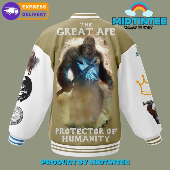 Kong Varsity Jacket - Protector Of Humanity Design , Fast Shipping , Midtintee Fashion - Image 3
