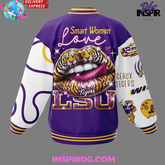 Lsu Tigers Smart Women Love Baseball Jacket - Image 3
