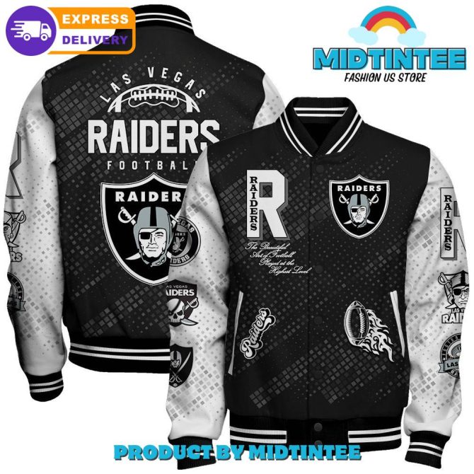 Las Vegas Raiders 2024 Nfl Pattern Baseball Jacket