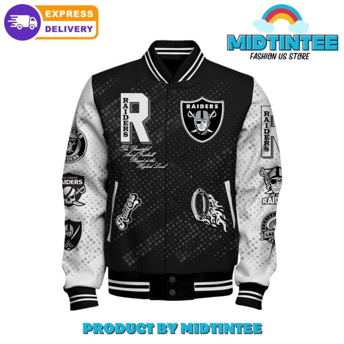 Las Vegas Raiders 2024 Nfl Pattern Baseball Jacket - Image 2