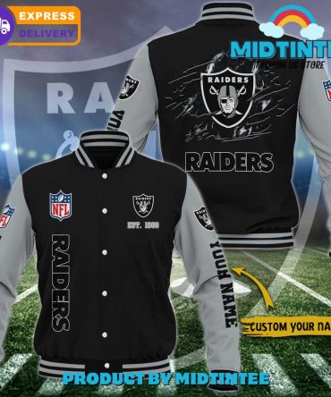 Customizable Raiders Varsity Jacket - Personalized Nfl Fan Gear With Fast Delivery