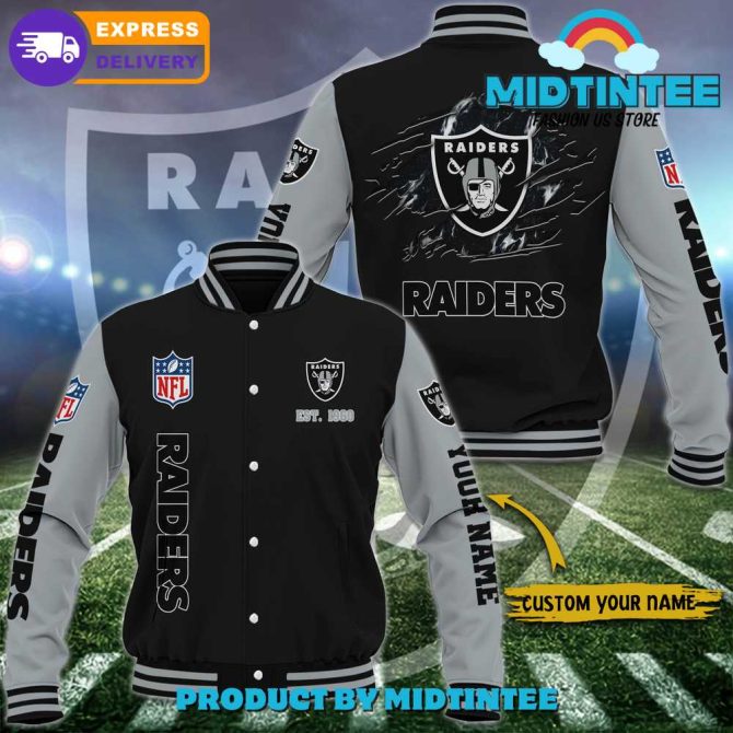 Customizable Raiders Varsity Jacket - Personalized Nfl Fan Gear With Fast Delivery
