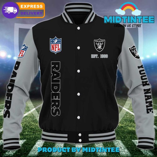Customizable Raiders Varsity Jacket - Personalized Nfl Fan Gear With Fast Delivery - Image 2