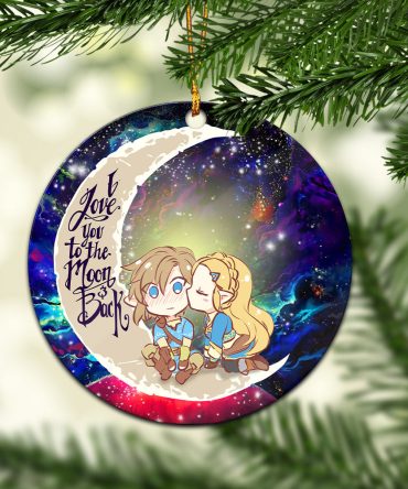 Legend Of Zelda Couple Chibi Couple Love You To The Moon Galaxy Ceramic Circle Ornament Perfect Gift For Christmas Holiday