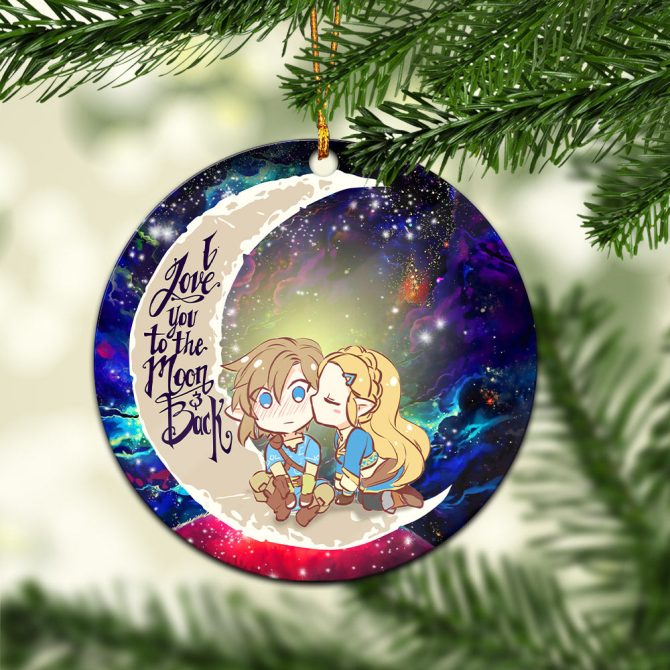 Legend Of Zelda Couple Chibi Couple Love You To The Moon Galaxy Ceramic Circle Ornament Perfect Gift For Christmas Holiday