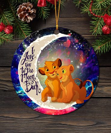 Lion King Simba Nala Love You To The Moon Galaxy Ceramic Circle Ornament Perfect Gift For Christmas Holiday