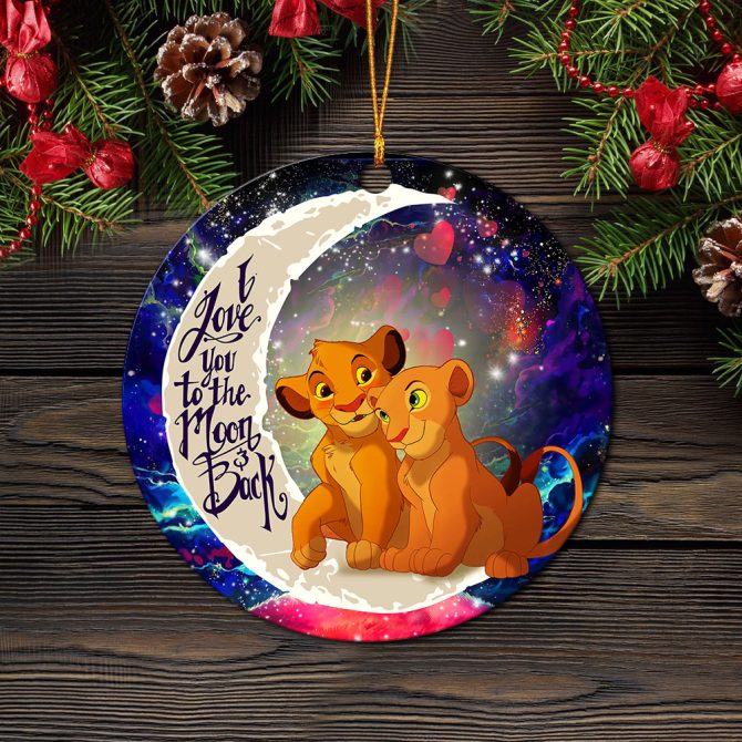 Lion King Simba Nala Love You To The Moon Galaxy Ceramic Circle Ornament Perfect Gift For Christmas Holiday