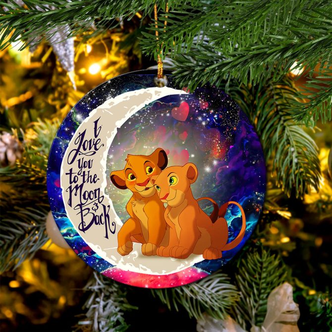 Lion King Simba Nala Love You To The Moon Galaxy Ceramic Circle Ornament Perfect Gift For Christmas Holiday - Image 2